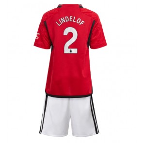 Maillot de foot Manchester United Victor Lindelof #2 Domicile enfant 2023-24 Manches Courte (+ pantalon court)